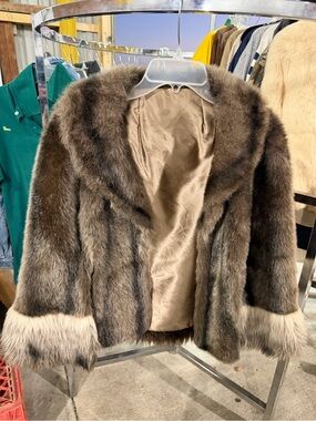 Vintage Regina Glenara by Glenoit Faux Fur Jacket Brown Cream Made USA